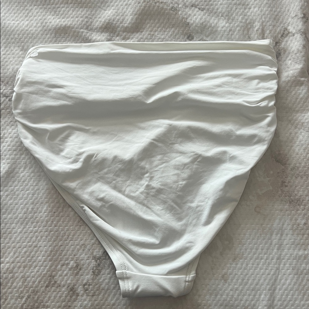 Vince Camuto Cream High-Waist Ruched Bikini Bottom Size Medium - Picture 5 of 9